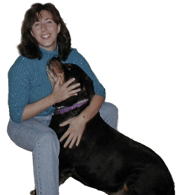 I assumed ownership of Hombre (age 6½) after he bit one too many people. He hated women when I first met him, but he became a very loving dog. Image of KC and her dog Hombre